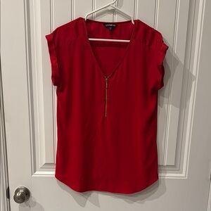 Express Women's Red V-Neck Top